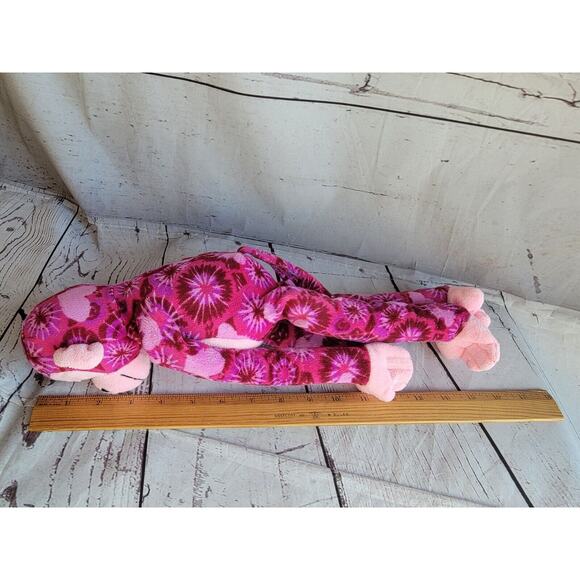 Hanging tie dye pink monkey Stuffed Animal Hook Loop Hands 16 Inches - Picture 8 of 8